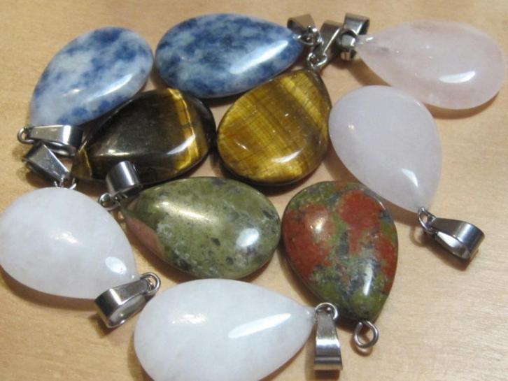 han. aparte edelsteenhanger DRUPPEL (1) 5 soorten, Sieraden, Tassen en Uiterlijk, Kettinghangers, Nieuw, Steen of Mineraal, Overige kleuren