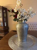 Zilveren vaas met bord, Overige materialen, Schaal, Rond, Ophalen of Verzenden