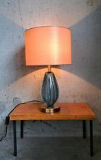 Elegante Moderne Design Lamp Blauw Glas Gouden Kap, Ophalen of Verzenden, Zo goed als nieuw, Glas, 50 tot 75 cm