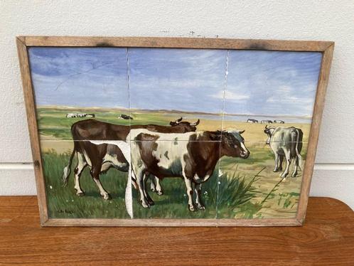 Tegeltableau | Handgeschilderd | Gesigneerd, Antiek en Kunst, Antiek | Wandborden en Tegels, Ophalen of Verzenden