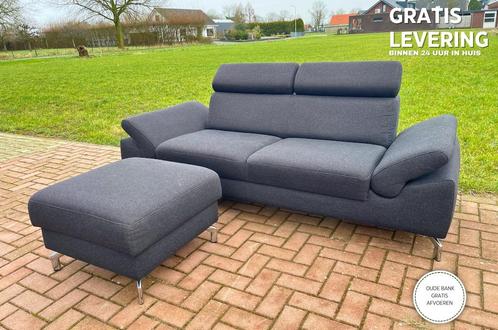 GRATIS LEVERING HEEL NL Montel 3-zits Antraciet Bankstel, Huis en Inrichting, Banken | Bankstellen, Zo goed als nieuw, Rechte bank