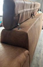 Bruin leren nubuck bank, Huis en Inrichting, Banken | Bankstellen, Gebruikt, 150 tot 200 cm, Tweepersoons, 75 tot 100 cm