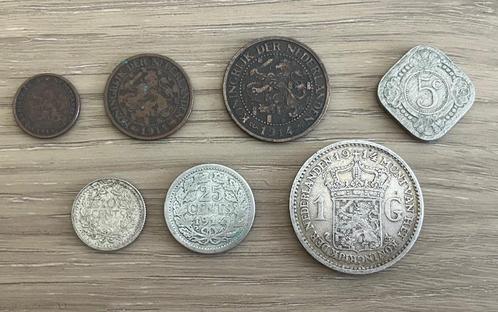 Complete serie Nederlandse munten 1914, Postzegels en Munten, Munten | Nederland, Setje, 1 gulden, Koningin Wilhelmina, Zilver