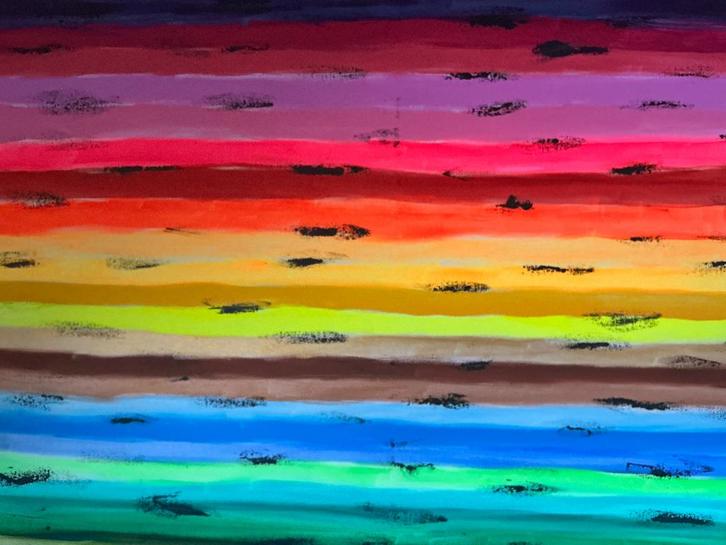 Rainbow / regenboog schilderij, Antiek en Kunst, Kunst | Schilderijen | Abstract, Ophalen