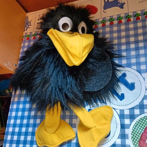 Zwarte kraai handpop vogel raaf L. Dake, Kinderen en Baby's, Speelgoed | Knuffels en Pluche, Zo goed als nieuw, Ophalen of Verzenden