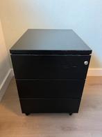 Zwarte metalen ladeblok met 3 lades, Huis en Inrichting, Kasten | Roldeurkasten en Archiefkasten, Ophalen, Minder dan 50 cm, Gebruikt