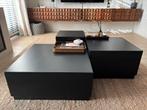 Woood blok salontafel set van drie zwart, Huis en Inrichting, Tafels | Salontafels, Ophalen, 50 tot 100 cm, Rond, Zo goed als nieuw