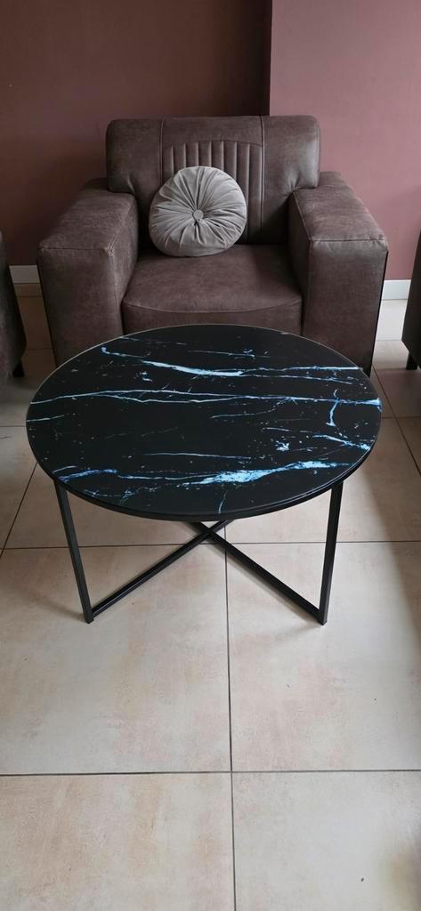 Marmerlook salontafel 45 cm hoog, 80 doorsnede, Huis en Inrichting, Tafels | Salontafels, Zo goed als nieuw, Minder dan 50 cm