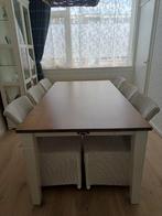 6-persoons eethoek met 6 Lloyd Loom stoelen, Ophalen, Riet of Rotan, Gebruikt, Wit