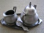 Tinnen suiker- en melkset met suikerschep., Ophalen of Verzenden
