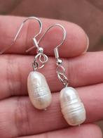 Zilveren gemerkt oorbellen met zoetwaterparels, Sieraden, Tassen en Uiterlijk, Antieke sieraden, Ophalen of Verzenden, Zilver