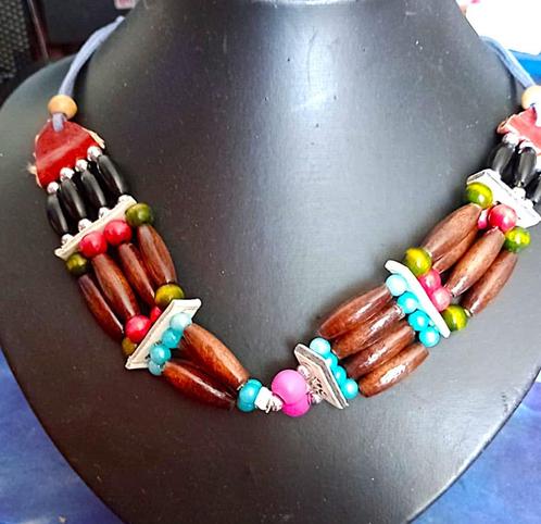 Tribal Bone Choker /Iroquois , Sieraden, Tassen en Uiterlijk, Kettingen, Nieuw, Overige materialen, Bruin, Verstelbaar, Verzenden