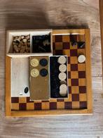 Leuk houten dambord-schaakbord schaakstukken en damstenen, Ophalen of Verzenden, Zo goed als nieuw