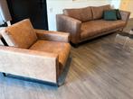 REFURBISHED | 2,5 Zits + Fauteuil | Ecoleer!, Huis en Inrichting, Banken | Bankstellen, Minder dan 75 cm, Rechte bank, Leer, Zo goed als nieuw