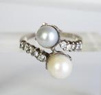 Platina moi-toi ring met parels en diamant, Ophalen of Verzenden, Zilver, Ring