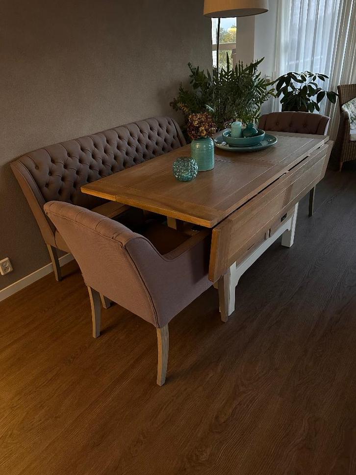 Complete eethoek, Huis en Inrichting, Tafels | Eettafels, Zo goed als nieuw, 50 tot 100 cm, 150 tot 200 cm, Vijf personen of meer