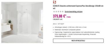 Douchewand wit Schulte Hornbach NIEUW!! beschikbaar voor biedingen