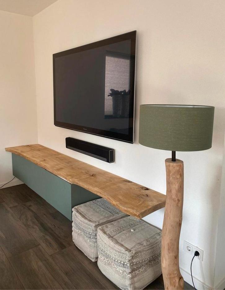 TV Kast met Massief Boomstam Blad, Huis en Inrichting, Kasten | Televisiemeubels, Zo goed als nieuw, Minder dan 100 cm, 150 tot 200 cm