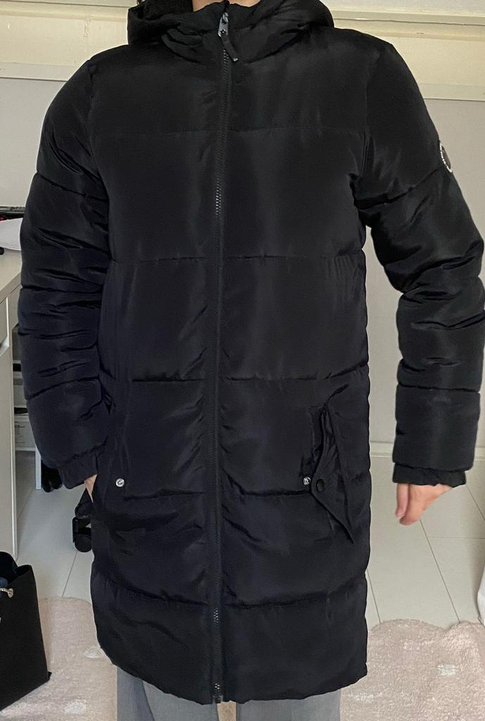 Lange winterjas, Kleding | Dames, Jassen | Winter, Zo goed als nieuw, Maat 36 (S), Zwart, Ophalen of Verzenden
