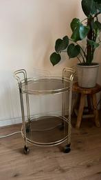 Vintage Messing glazen salontafel of barcart, Huis en Inrichting, Tafels | Bijzettafels, Ophalen of Verzenden, Zo goed als nieuw