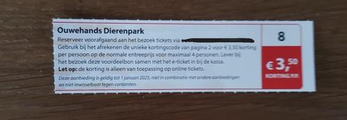 Ouwehands Dierenpark € 3,50 korting p.p., Tickets en Kaartjes, Recreatie | Dierentuinen, Drie personen of meer, Kortingskaart