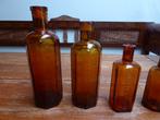4 antieke apothekersflesjes - medicijnflesjes, Ophalen of Verzenden