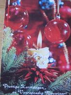 kerst - prettige kerstdagen - kaars met rode glazen ballen, Verzamelen, Ansichtkaarten | Themakaarten, Verzenden, 1960 tot 1980