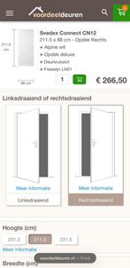 Svedex Connect opdekdeur 88,0 x 211,5 rechtsdraaiend, Doe-het-zelf en Verbouw, 80 tot 100 cm, Binnendeur, Nieuw, Ophalen of Verzenden