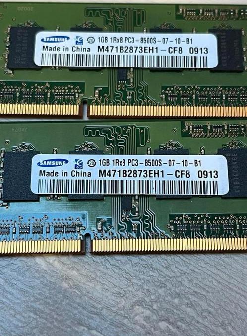 Samsung 2GB 1RX8 PC3 8500S SODIMM, Computers en Software, RAM geheugen, Zo goed als nieuw, Laptop, 2 GB, DDR3, Ophalen of Verzenden