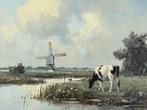 Marius de Jongere, polderlandschap met molen en koeien, Antiek en Kunst, Ophalen