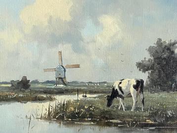 Marius de Jongere, polderlandschap met molen en koeien beschikbaar voor biedingen