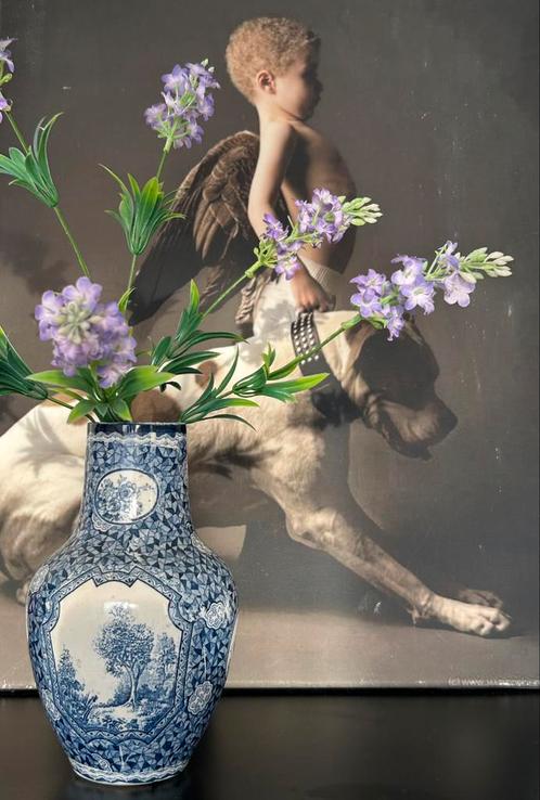 Prachtige vaas ( villeroy en boch ) blauw wit 21 cm, Huis en Inrichting, Woonaccessoires | Vazen, Zo goed als nieuw, Blauw, Minder dan 50 cm