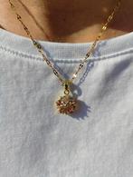 Jewelry Gouden ketting met bloemhanger sprankelend elegant, Verzenden, Nieuw, Goud, Goud
