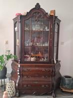 Notenhouten houten vitrinekast servieskast, Huis en Inrichting, Kasten | Vitrinekasten, Ophalen, 100 tot 150 cm, 200 cm of meer