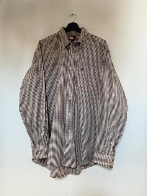 Tommy Hilfiger geruite blouse – maat L, Kleding | Heren, Overhemden, Zo goed als nieuw, Beige, Verzenden