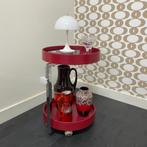 Vintage serveerwagen/bijzettafel rood kunststof, Gebruikt, Ophalen, 45 tot 60 cm, Minder dan 55 cm