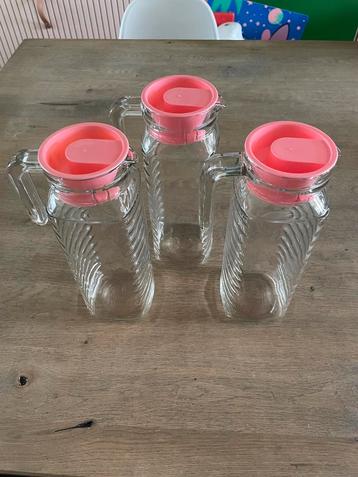 3x Waterkan/Sapkan van glas beschikbaar voor biedingen