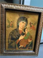 Oude religieuze icoon met Maria en Jezus, Antiek en Kunst, Antiek | Religie, Ophalen of Verzenden