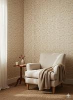 6705 vintage brocante behang met mini bloemetjes swiet , Ophalen of Verzenden, 75 m² of meer, Beige