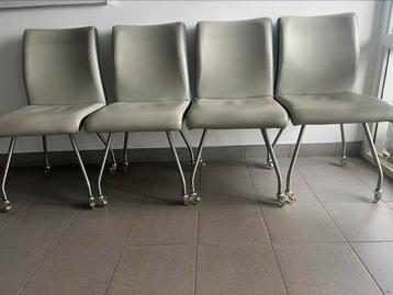 Movani Luxor leren eetkamerstoelen 4 stuks verrijdbaar. beschikbaar voor biedingen