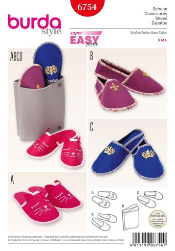 Burda 6754 slippers beschikbaar voor biedingen