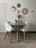Eettafel rond hout groen, 100 tot 150 cm, Rond, Vier personen, Zo goed als nieuw