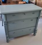 Oude Brocante houten ladekast of commode grote diepe laden, Ophalen