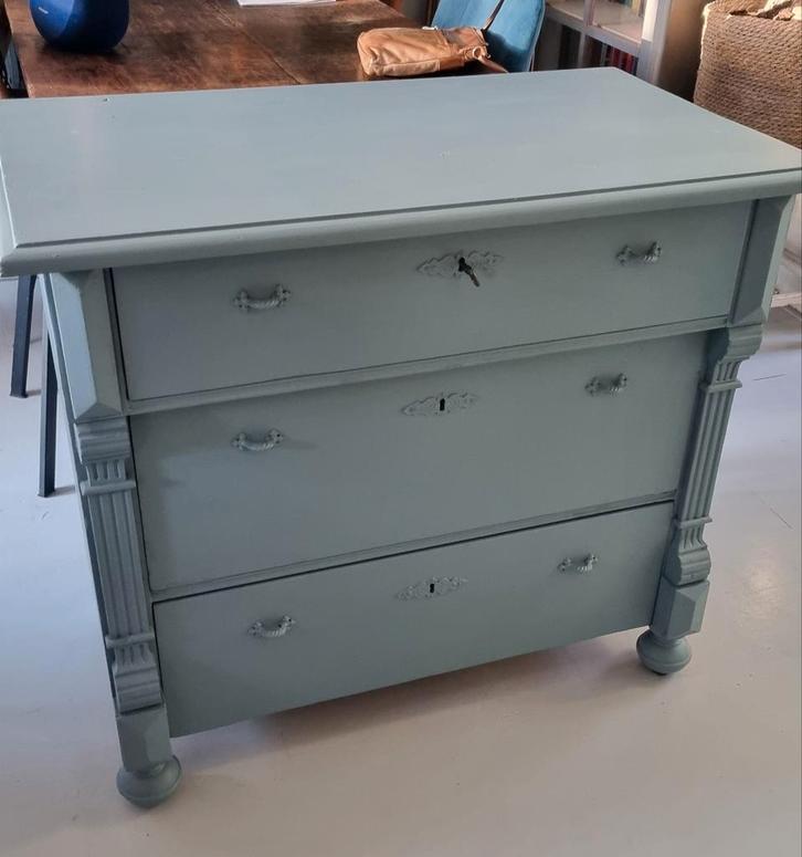 Oude Brocante houten ladekast of commode grote diepe laden, Antiek en Kunst, Curiosa en Brocante, Ophalen