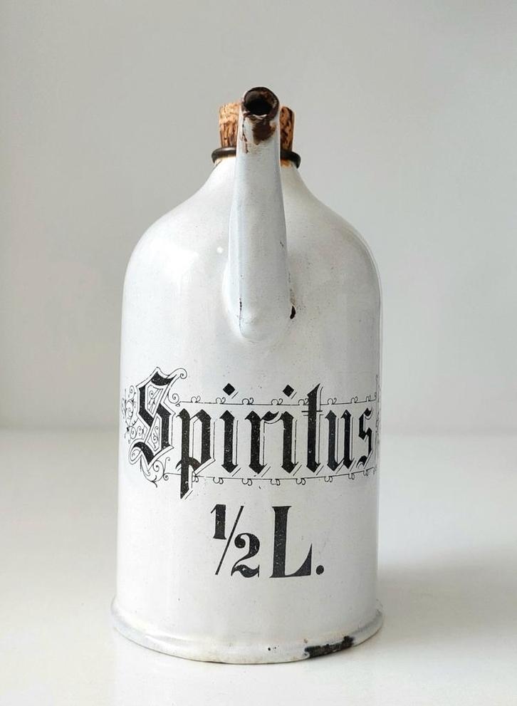 Antiek Emaille Spirituskannetje 1/2 L Wit Keukenemaille, Antiek en Kunst, Antiek | Emaille, Verzenden