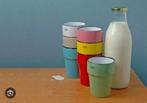 GEZOCHT! Cabanaz Melkbeker (s), Huis en Inrichting, Keuken | Tupperware, Ophalen, Gebruikt, Geel, Beker of Kan