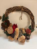 Wilgen krans kerstkrans met jute rendier, Ophalen of Verzenden, Zo goed als nieuw