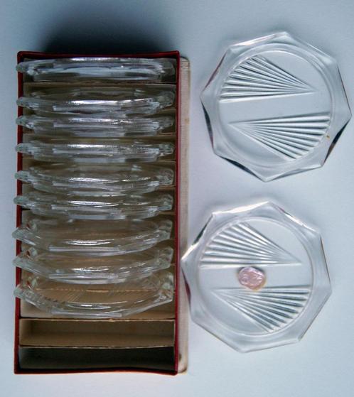 Glazen onderzetters 11 stuks jaren ’50 – ‘60, Antiek en Kunst, Curiosa en Brocante, Verzenden