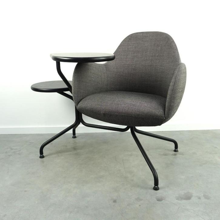 Blå Station Wilmer CT design fauteuil | Donkergrijs, Huis en Inrichting, Fauteuils, Gebruikt, Hout, Metaal, Stof, 50 tot 75 cm