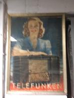 antiek poster met lijst telefunken 1940, Verzamelen, Ophalen, Met lijst, A1 t/m A3, Reclame